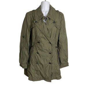 Guess Military Style Rain Coat Olive Green gorpcore Trench Utility Small
